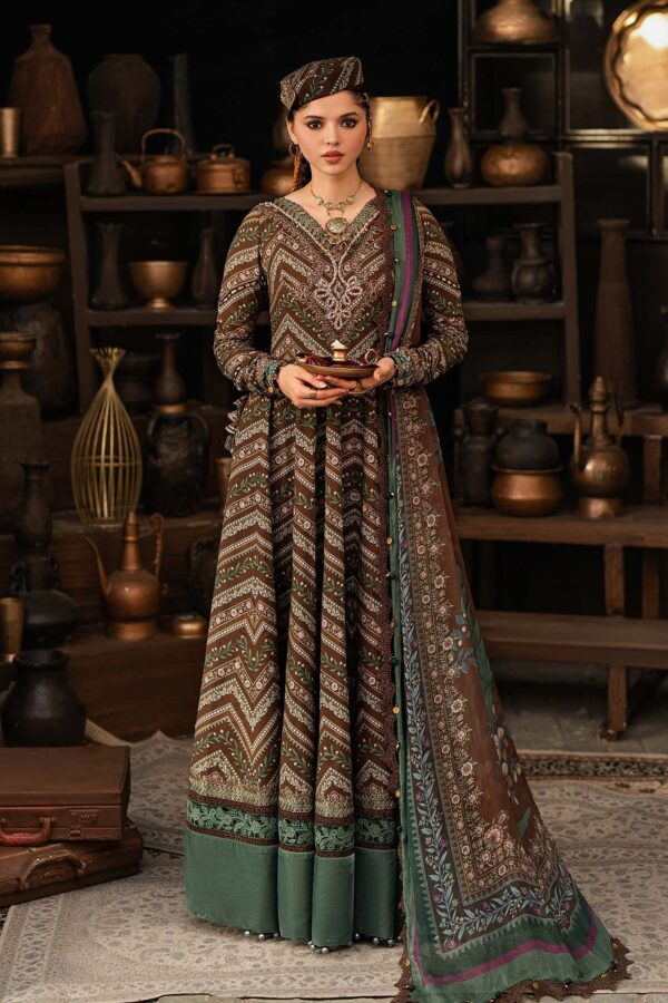 Alternative view of M Prints Maria B | Embroidered Cambric Suit – Brown (MPT-3107-A)