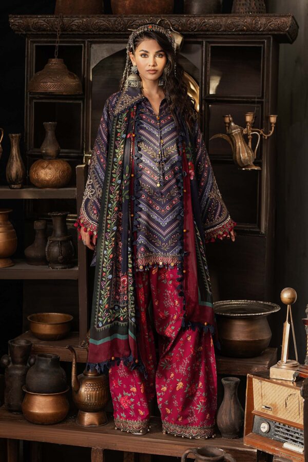 M Prints Maria B | Embroidered Cambric Suit – Blue (MPT-3107-B)