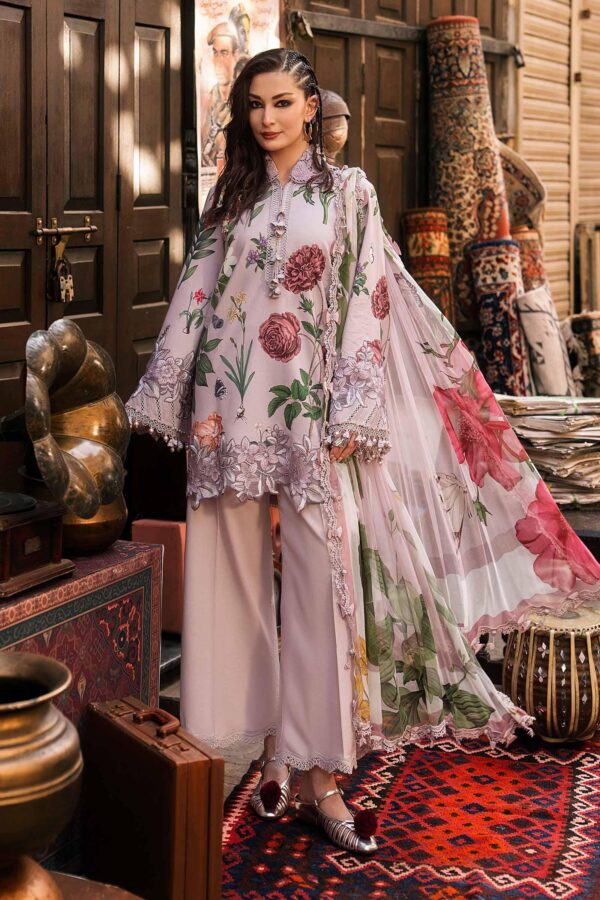 Alternative view of M Prints Maria B | Embroidered Cambric Suit – Lilac (MPT-3109-A)