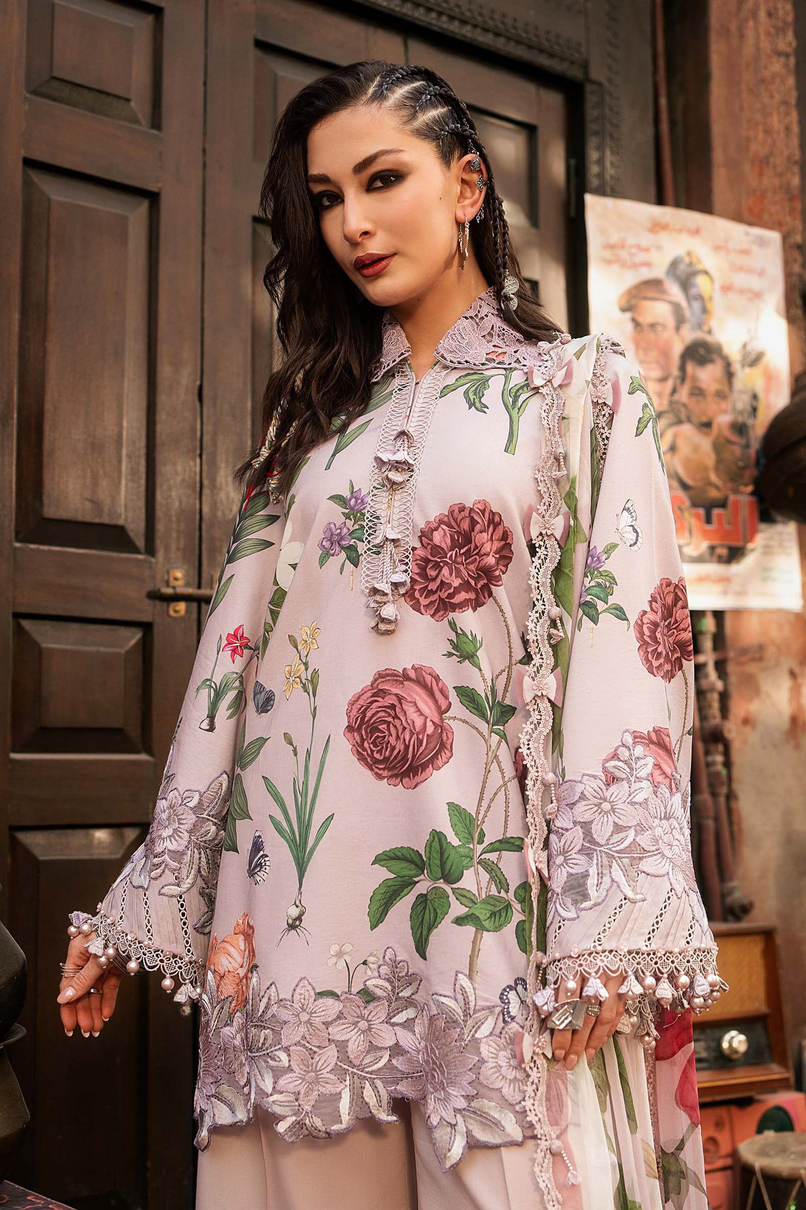 M Prints Maria B | Embroidered Cambric Suit – Lilac (MPT-3109-A) - Image 4