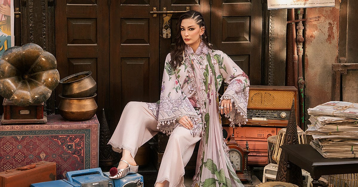 M Prints Maria B | Embroidered Cambric Suit – Lilac (MPT-3109-A) - Image 3